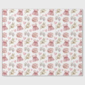 ピンクのベビーガールパターン ラッピングペーパー (フラット)