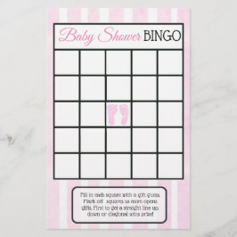 ピンクのベビーガールフットプリントテーマのベビーシャワーゲーム チラシ