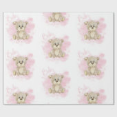 ピンクのベビーガールベビーベイビーシャワー ラッピングペーパー (フラット)