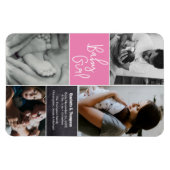 ピンクのベビーガール写真第2ベビー誕生発表 マグネット (横)