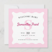 ピンクのベビーガール写真誕生のお知らせ (正面)