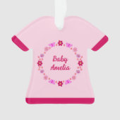 ピンクのベビーガール蝶と花カスタムの オーナメント (正面)