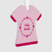 ピンクのベビーガール蝶と花カスタムの オーナメント (正面)