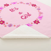 ピンクのベビーガール蝶と花カスタムの シェルパブランケット (3/4)