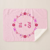 ピンクのベビーガール蝶と花カスタムの シェルパブランケット (正面(横))