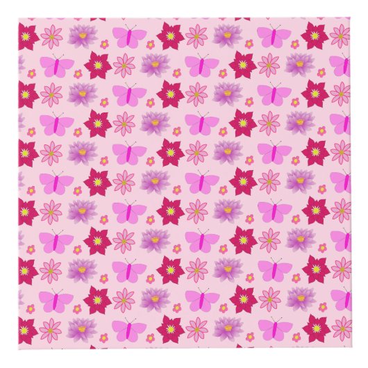 ピンクのベビーガール蝶と花カスタムの フォトキューブ (右)