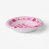 ピンクのベビーガール蝶と花カスタムの ペーパーボウル (傾斜あり)