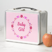 ピンクのベビーガール蝶と花カスタムの メタルランチボックス (インサイチュ)