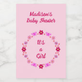 ピンクのベビーガール蝶と花ベビーシャワー フードラベル (シングルラベル)
