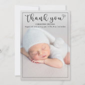 ピンクのベビーガール2写真誕生のお知らせ シーズンカード (正面)