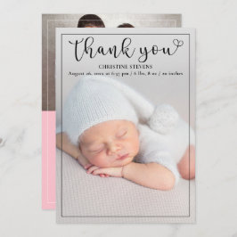 ピンクのベビーガール2写真誕生のお知らせ シーズンカード