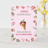 ピンクのベビーキッド挨拶カード カード (黄色い花)