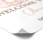 ピンクのベビークマのバルーンベビーシャワーへようこそ ポスター (角)