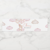 ピンクのベビークマのバルーンベビーシャワー ペットボトルラベル (シングルラベル)