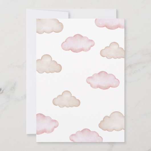 ピンクのベビークマのバルーンベビーシャワー 招待状 (裏面)