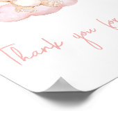 ピンクのベビークマ気球ありがとう来。 ポスター (角)