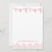 ピンクのベビーシャワーがベビー戦を希望 招待状 (裏面)