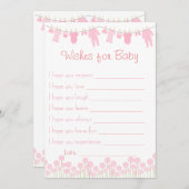 ピンクのベビーシャワーがベビー戦を希望 招待状 (正面/裏面)