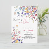 ピンクのベビーシャワーとトンボ Love is in Bloom 招待状 (スタンド正面)