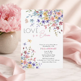 ピンクのベビーシャワーとトンボ Love is in Bloom 招待状