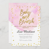 ピンクのベビーシャワーのブランチの招待状 招待状 (正面/裏面)