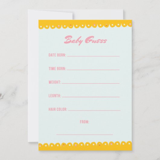 ピンクのベビーシャワーの推測 招待状 (正面)