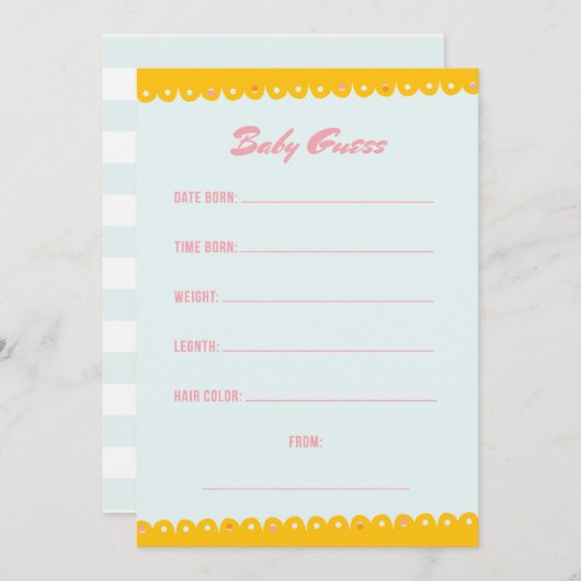 ピンクのベビーシャワーの推測 招待状 (正面/裏面)