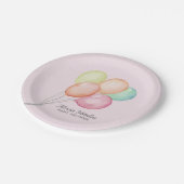 ピンクのベビーシャワーの水彩風船 ペーパープレート (アングル)