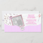 ピンクのベビーシャワーはベビーからの写真カード感謝していしています サンキューカード (正面)