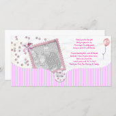 ピンクのベビーシャワーはベビーからの写真カード感謝していしています サンキューカード (正面/裏面)