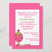 ピンクのベビーシャワーキャンデーのビュッフェの招待状 招待状 (正面/裏面)