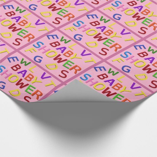 ピンクのベビーシャワーラッピング紙 ラッピングペーパー (角)