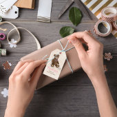 ピンクのベビーシャワー 可愛い テディベア オーダーメイド ギフトタグ