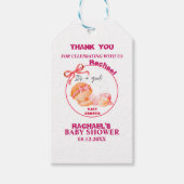 ピンクのベビーシャワー、女の子のベビーシャワー ギフトタグ (正面)