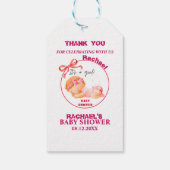 ピンクのベビーシャワー、女の子のベビーシャワー ギフトタグ (裏面)