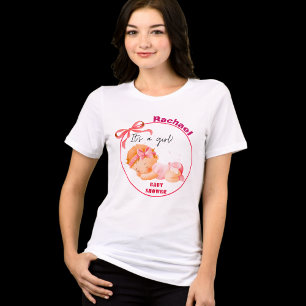 ピンクのベビーシャワー、女の子のベビーシャワー トライブレンドTシャツ