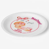 ピンクのベビーシャワー、女の子のベビーシャワー ペーパープレート (アングル)