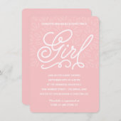 ピンクのベビーシャワー 招待状 (正面/裏面)
