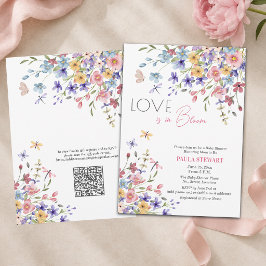 ピンクのベビーシャワーLove is in Bloom QRコード 招待状