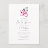 ピンクのベビーシューズ繊細な赤ちゃんシャワー ポストカード (正面)
