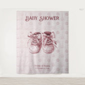 ピンクのベビーシューズ背景 タペストリー (正面)