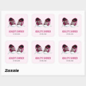 ピンクのベビーシューズ ベビーシャワー シール, ギフトタグ スクエアシール (シート)