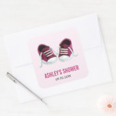 ピンクのベビーシューズ ベビーシャワー シール, ギフトタグ スクエアシール (封筒)