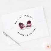 ピンクのベビーシューズ ベビーシャワー シール, ギフトタグ ラウンドシール (封筒)