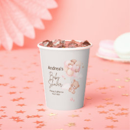ピンクのベビーベア&バルーン赤ちゃんシャワー紙カップ 紙コップ