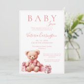 ピンクのベビーラブウォーターカラーベビーシャワー 招待状 (スタンド正面)