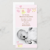 ピンクのベビーランドリー生誕発表 案内状 (正面/裏面)