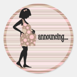 ピンクのベビー告知シール ラウンドシール