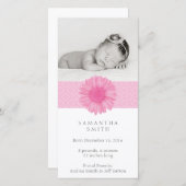 ピンクのベビー告知フォトカード 案内状 (正面/裏面)