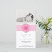 ピンクのベビー告知フォトカード 案内状 (スタンド正面)